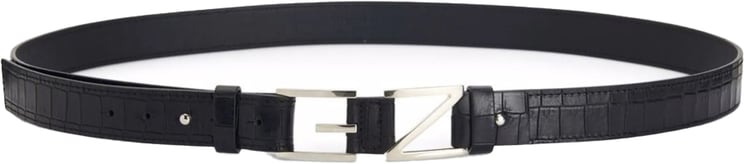 Giuseppe Zanotti Croc-effect Gz Block Logo Belt Zwart