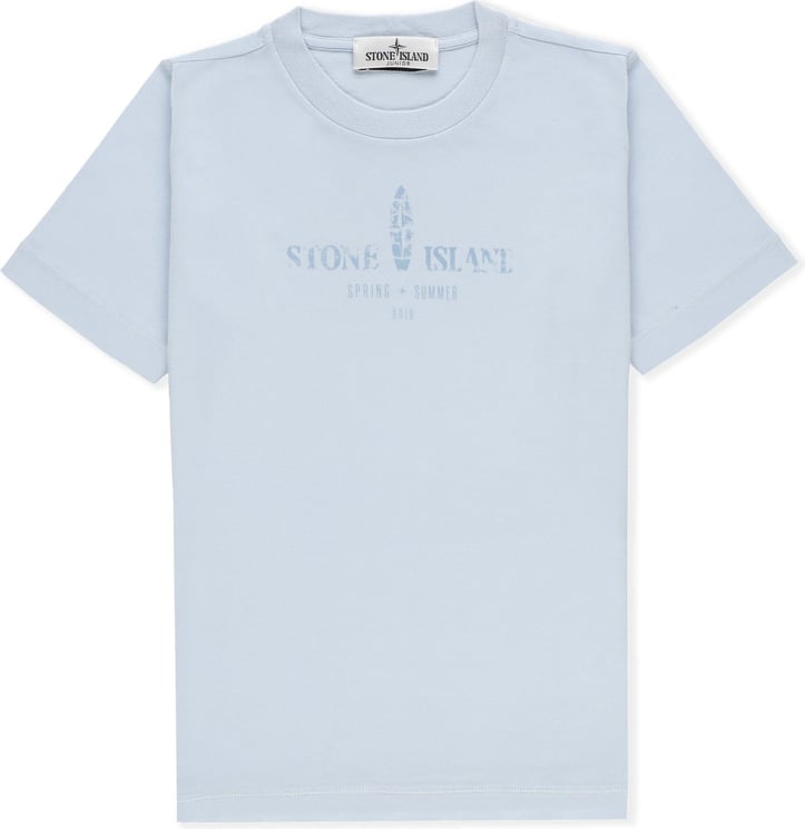 Stone Island Junior T-shirts And Polos Light Light Blue Blauw