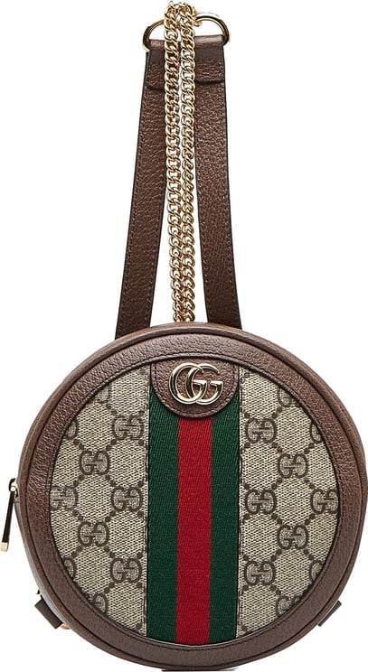 Gucci Mini GG Supreme Round Ophidia Backpack Bruin