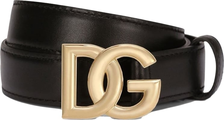 Dolce & Gabbana Calfskin Belt With DG Logo Zwart