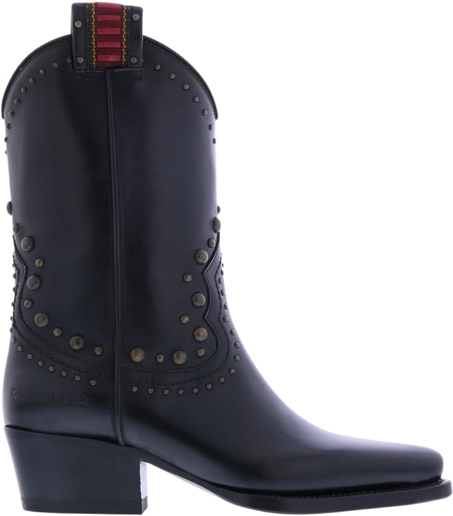 Dsquared2 Dames Flat Boot West Studs Zwart