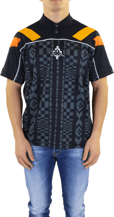 Marcelo Burlon Heren Aop Folk Kappa Soccer Polo Zwart