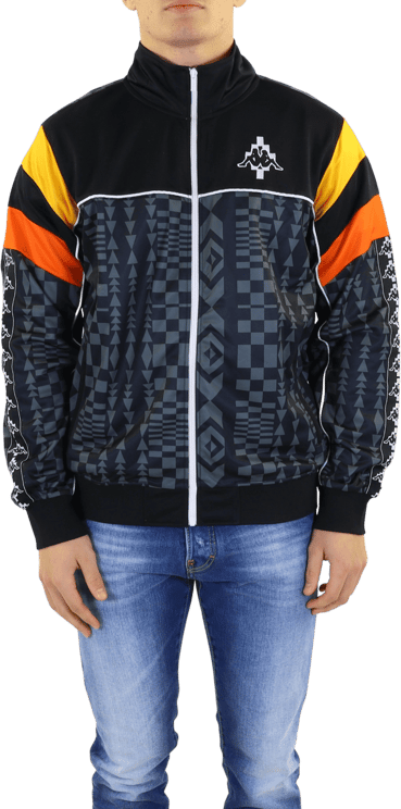 Marcelo Burlon Heren Aop Folk Kappa Track Jkt Zwart