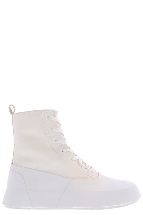 AMBUSH Heren Leather Mix Hi-Top Sneaker Off Wit