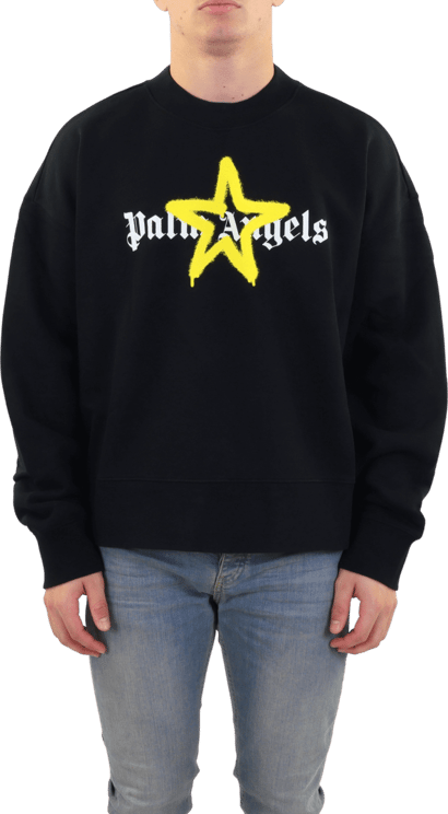 Palm Angels Heren Star Sprayed Sweater Zwart Zwart