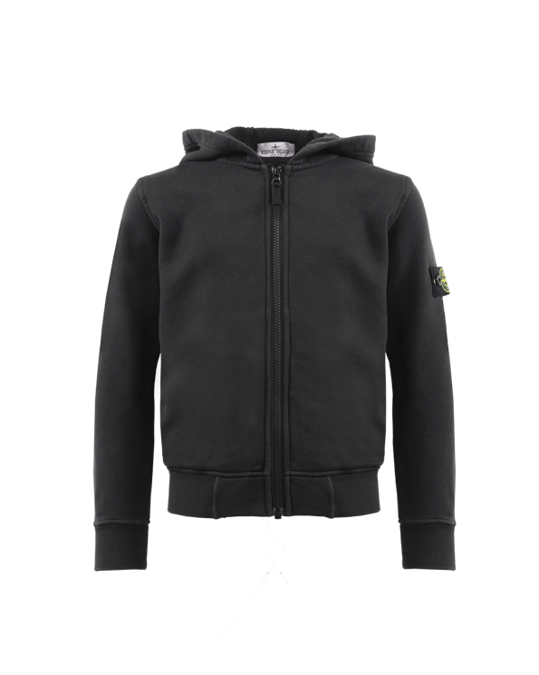 Stone Island Junior Kids Logo-Patch Zip-Up Hoodie Zwart Zwart