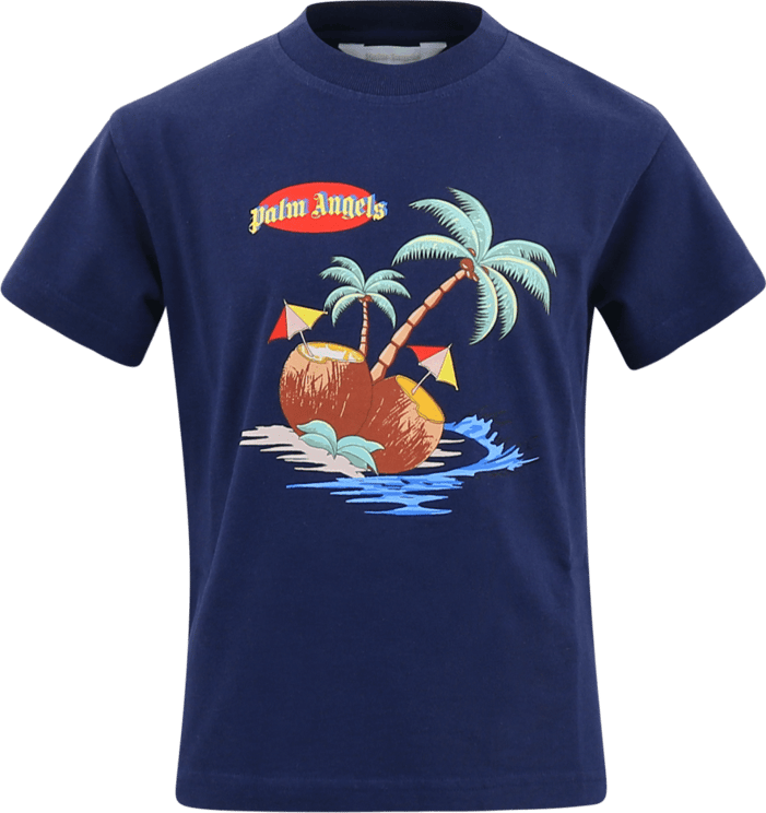 Palm Angels Kids T-Shirt Coconut Navy Blue Bro Blauw