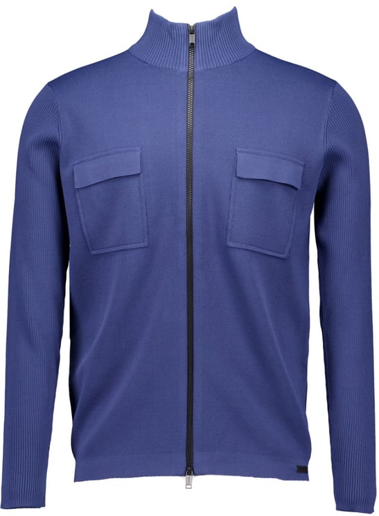 Genti Cardigan zip ls vesten blauw Blauw