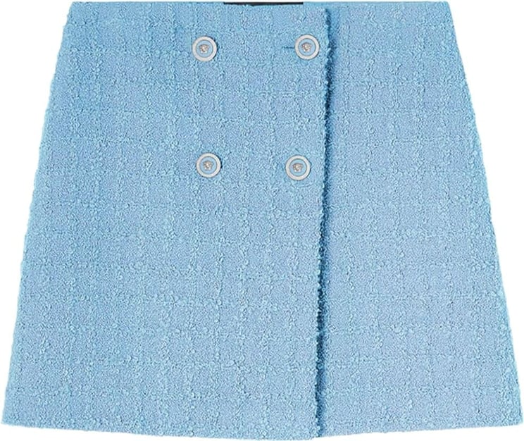 Versace Bouclè Tweed Wrap Mini Skirt Blauw