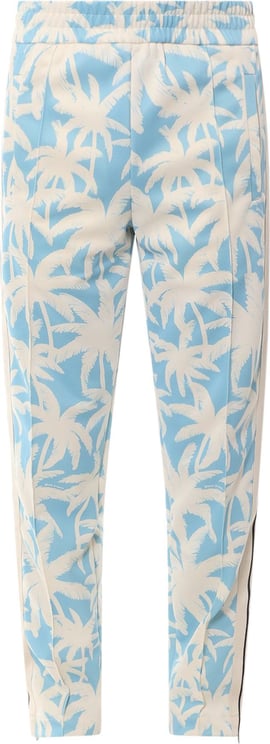 Palm Angels Nylon trouser with Palms Allover print Blauw
