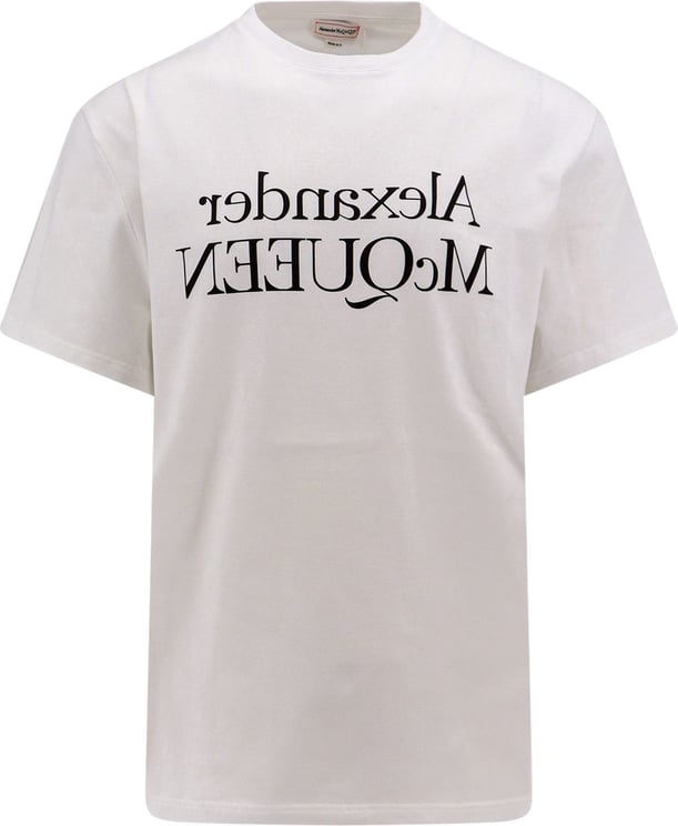 Alexander McQueen Cotton t-shirt with frontal logo Wit
