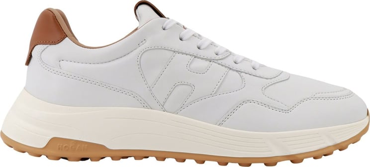 HOGAN Leather sneakers with stitched logo Wit