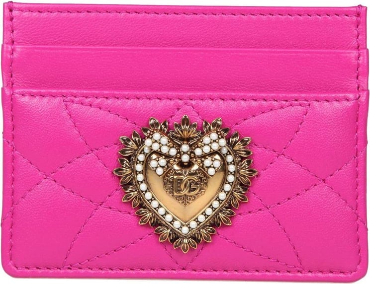 Dolce & Gabbana Dolce & gabbana devotion card holder in shocking pink leather Roze