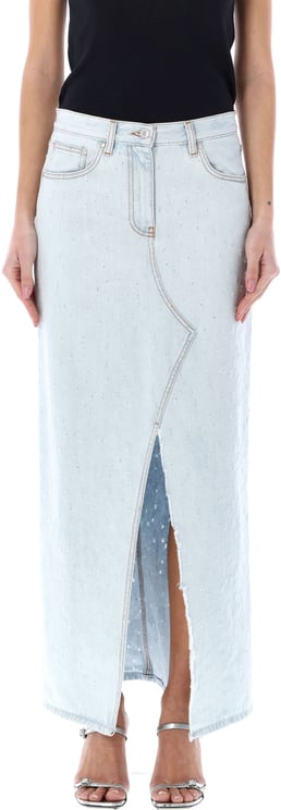 MSGM DENIM MIDI SKIRT Blauw