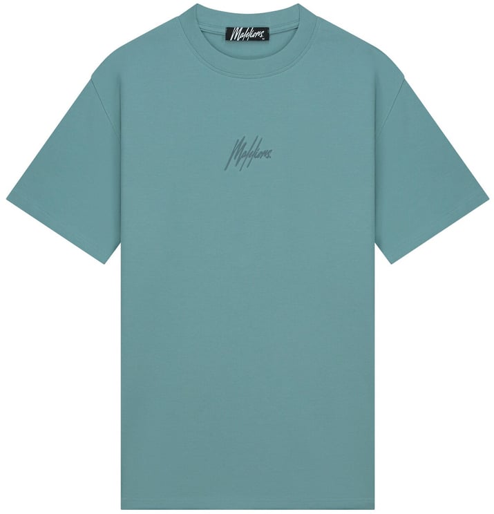 Malelions Striped Signature T-Shirt - Blue