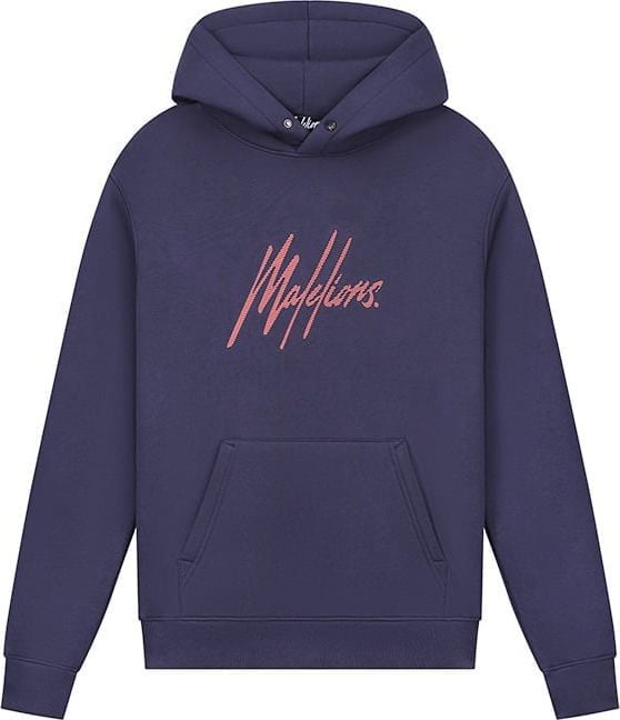Malelions Malelions Men Striped Signature Hoodie - Navy/Coral Blauw