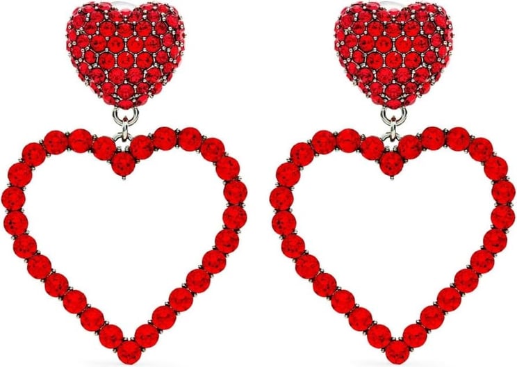 Moschino Heart Crystal Clip Earrings Rood
