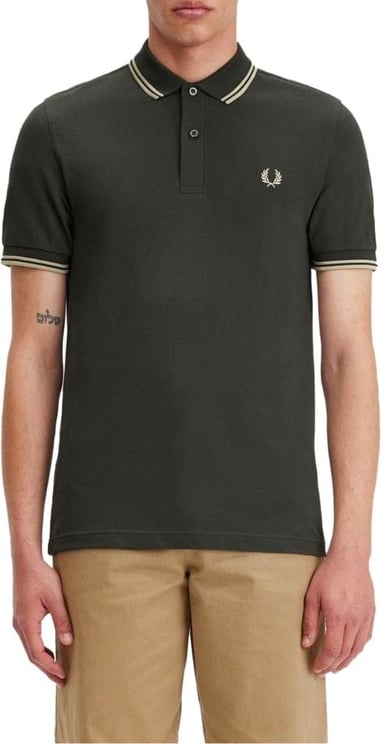 Fred Perry Twin Tipped Fred Perry Polo Fieldgreen/Oatmeal Beige