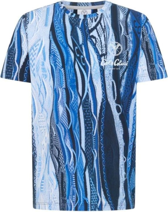 Carlo Colucci Carlo Colucci Allover Print T-Shirt Blue Blauw