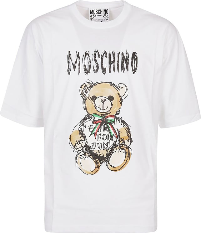 Moschino Drawn Teddy Bear T-shirt White Wit