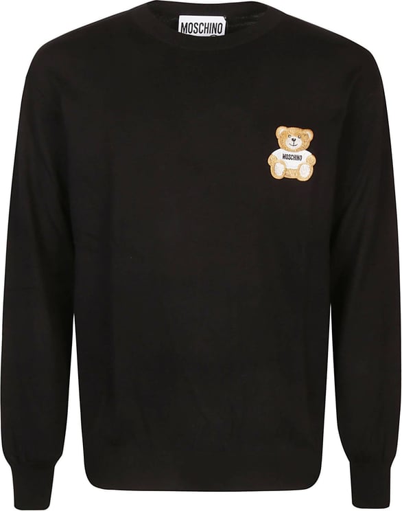 Moschino Embroidery Bear Sweater Black Zwart