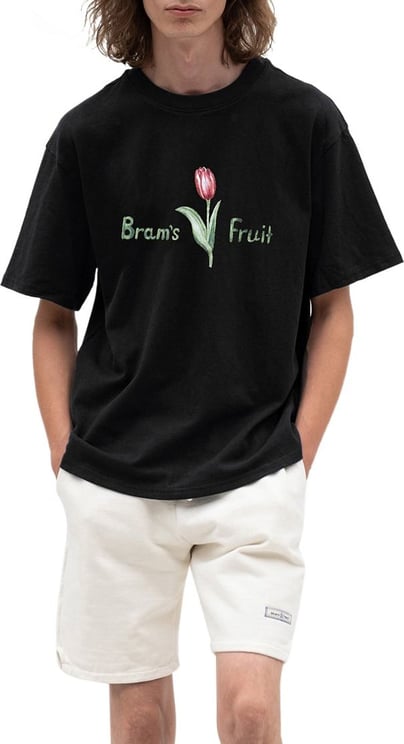 Bram's Fruit Tulip Aquarel T-shirt Black Zwart