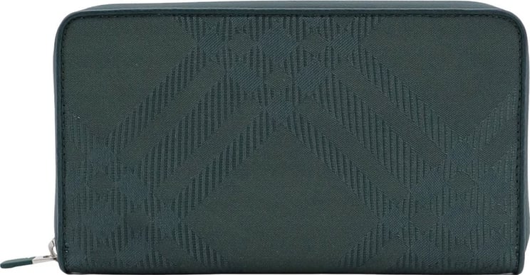 Burberry Coated canvas wallet with check motif Groen
