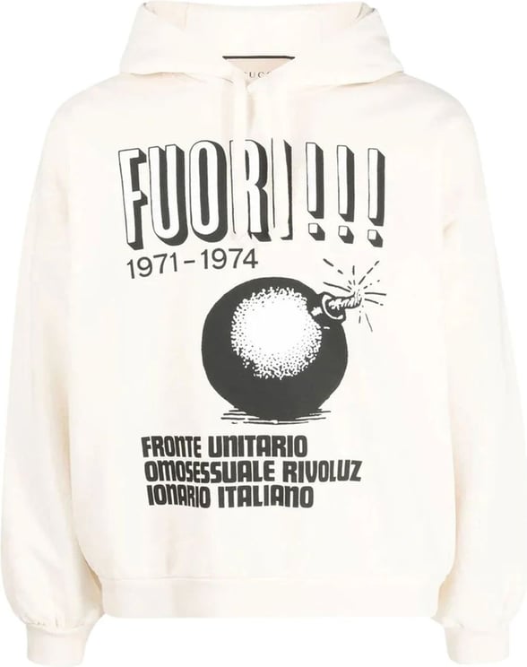 Gucci Gucci Printed Hoodie Sweatshirt Beige