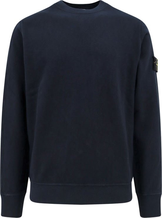 Stone Island Cotton sweatshirt with removable logo patch Blauw