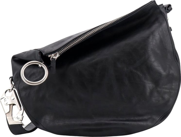 Burberry Leather shoulder bag with metal details Zwart