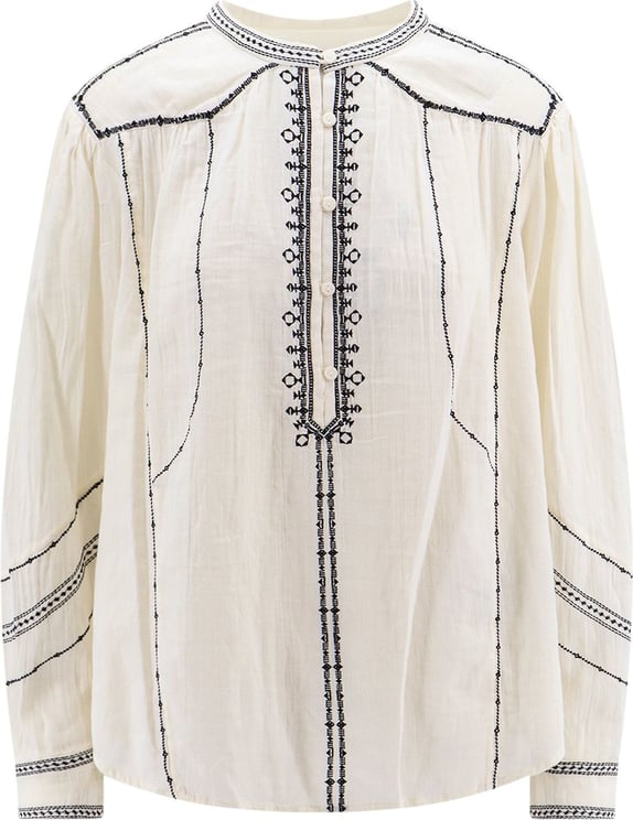 Isabel Marant Biologic cotton shirt with contrasting embroideries Wit