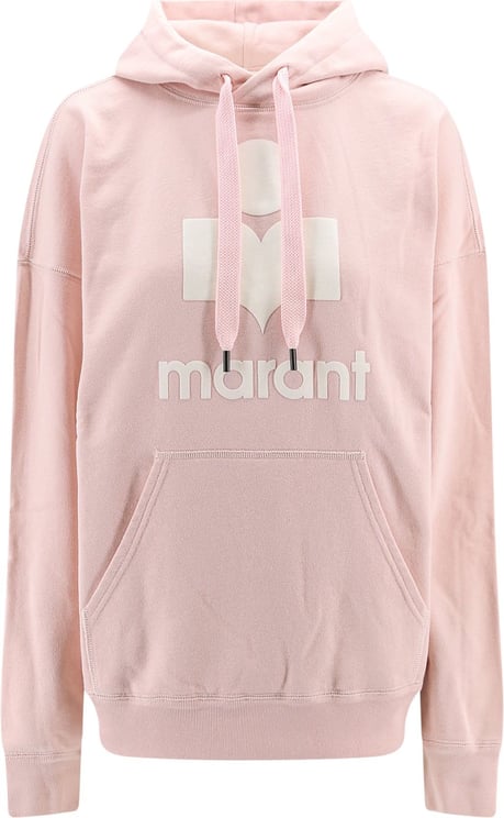 Isabel Marant Cotton sweatshirrt with flocked logo Roze