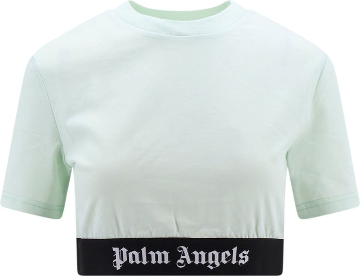Palm Angels Cotton crop top with Classic Logo elastic band Groen