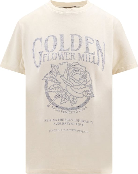 Golden Goose Cotton t-shirt with frontal print Beige