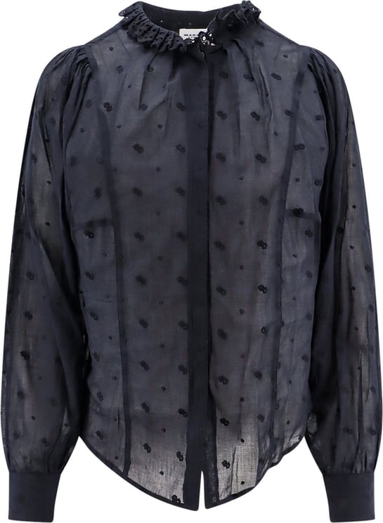 Isabel Marant Biologic cotton shirt with all-over embroideries Zwart