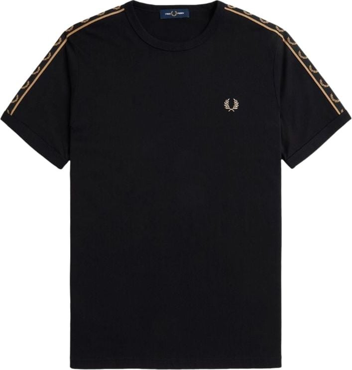 Fred Perry Fred Perry Contrast Tape Ringer T-Shirt Black/Warm Stone Bruin