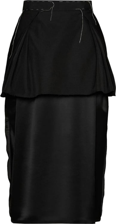 Maison Margiela Layered Midi Skirt Black Zwart