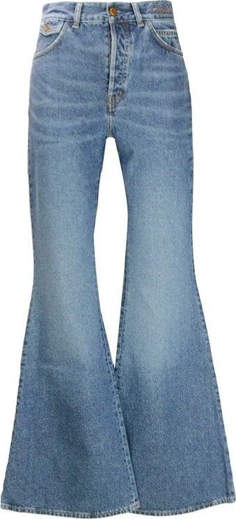 Chloé Chloe' Wide Leg Denim Jeans Blauw