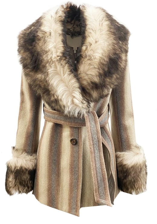 Marc Jacobs Marc Jacobs Fur Trim Coat Bruin