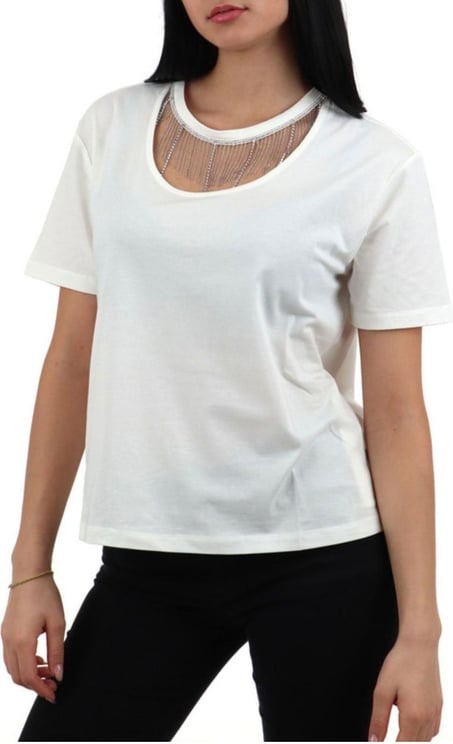 Liu Jo T-shirt Donna con pendenti in strass Wit