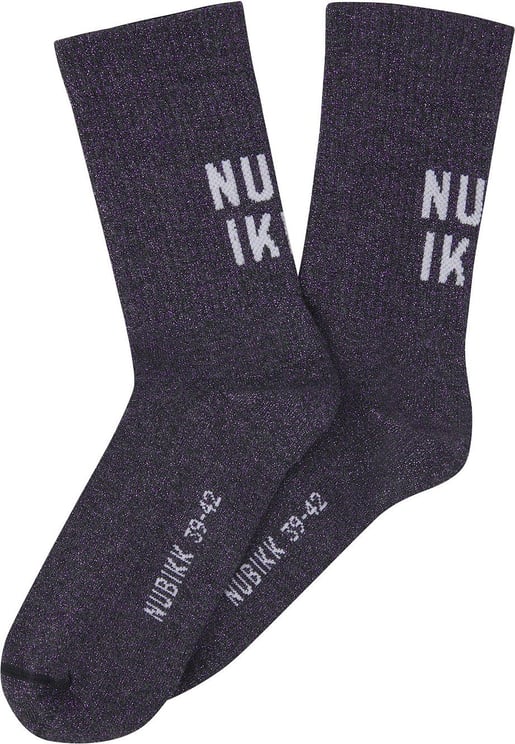 Nubikk Nova | Paarse Glitter Sokken voor Dames Zwart