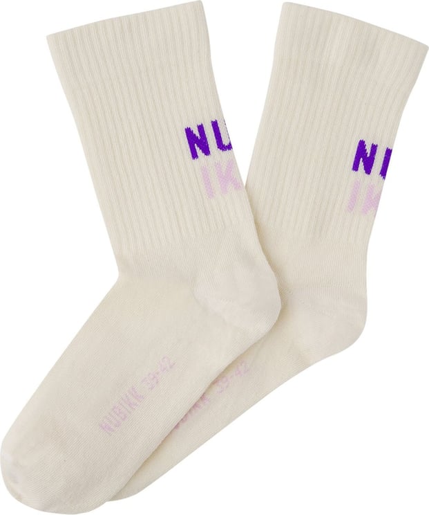 Nubikk Nova | Beige Combi Sokken voor Dames Wit