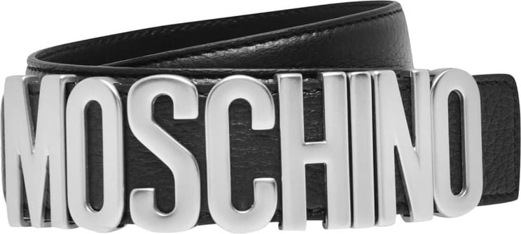Moschino Logo Plaque Belt Zwart
