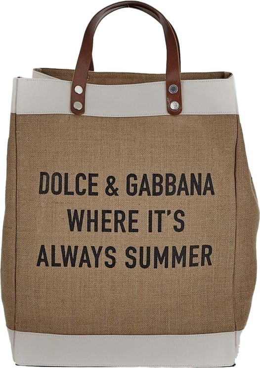 Dolce & Gabbana Juta Logoed Bag Beige