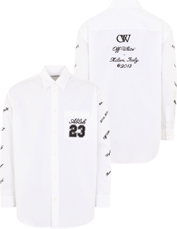 OFF-WHITE Heren 23 Logo Heavycot Overshirt Wit