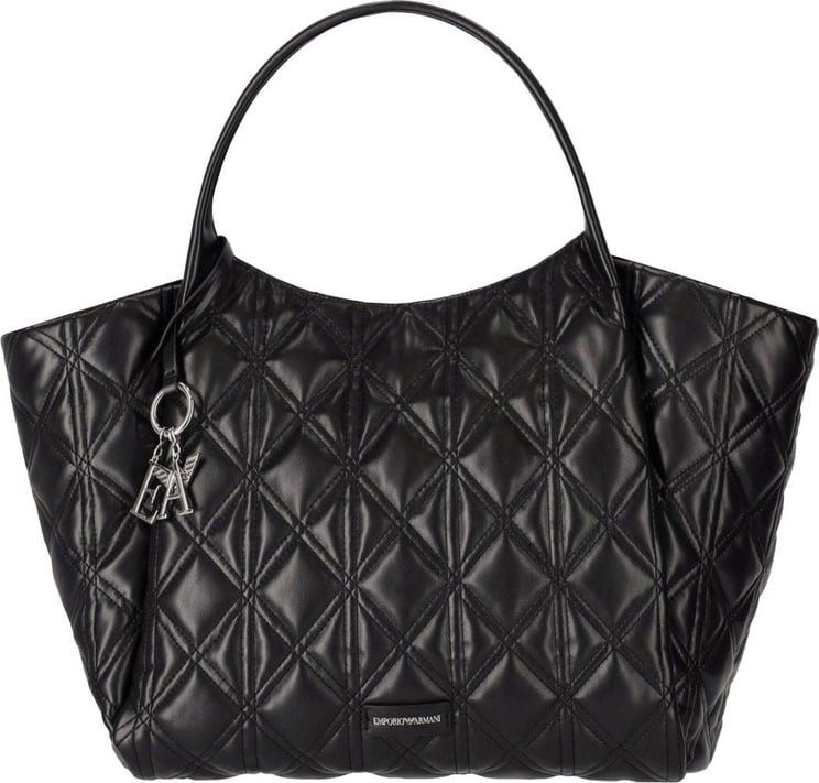 Emporio Armani Black Quilted Shopping Bag Black Zwart
