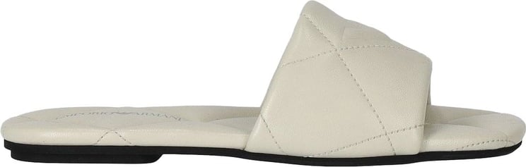 Emporio Armani Ivory Quilted Flat Sandal Beige Beige