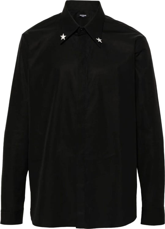 Balmain Black shirt with diams stars Zwart