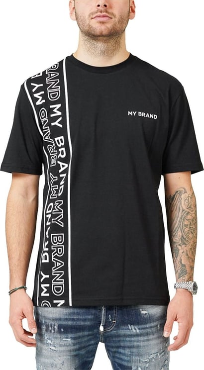 My Brand Lines Black T-shirt Zwart