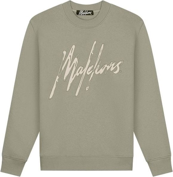 Malelions Malelions Men Destroyed Signature Sweater - Light Sage Groen